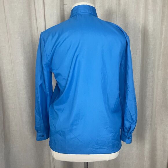 Vintage Blouse Womens Size 14 Blue Long Sleeve Shirt Button Secretary 80s 90s - Picture 7 of 10